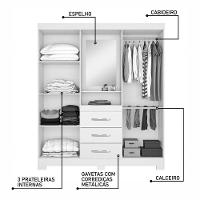 Guarda-roupa Casal 4 Portas 3 Gavetas Freijó-off White Nt 5015 Notável Móveis Marrom - 3