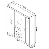 Guarda-roupa Casal 4 Portas 3 Gavetas Freijó-off White Nt 5015 Notável Móveis Marrom - 5