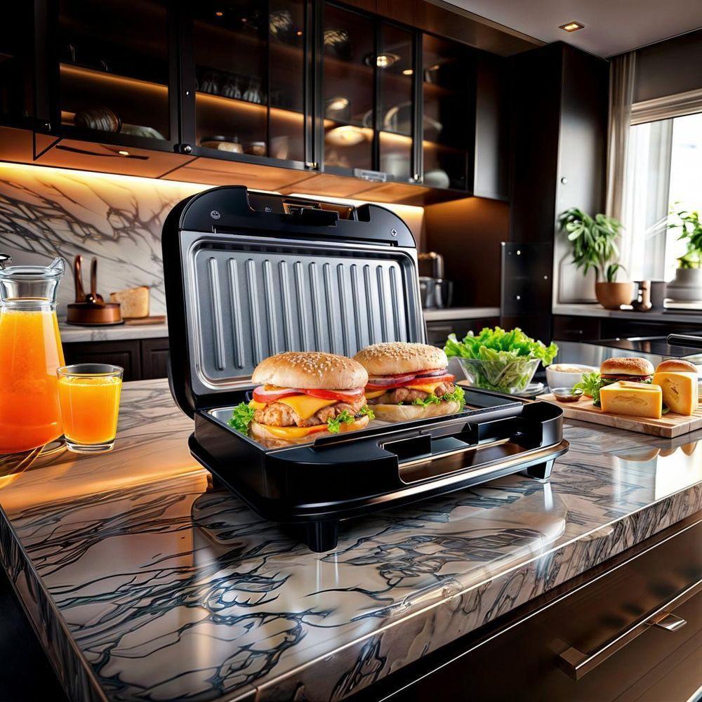 Sanduicheira E Grill Britânia 750W Antiaderente Bgr25a Preta-inox Preto - Inox 110V - 8