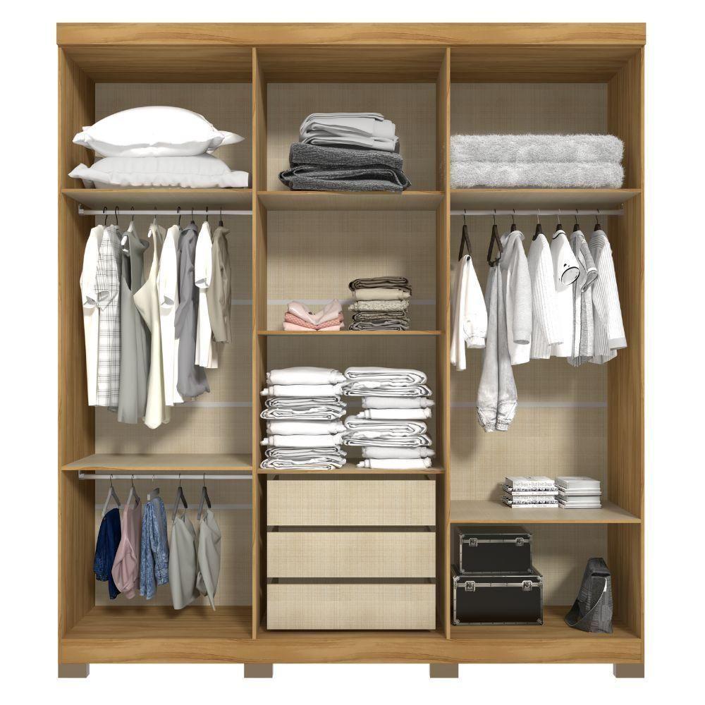 Guarda-roupa Casal 6 Portas 3 Gavetas Freijo-off White Argos Avelan Móveis Branco - 3