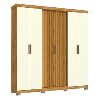 Guarda-roupa Casal 6 Portas 3 Gavetas Freijo-off White Argos Avelan Móveis Branco - 2