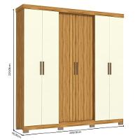 Guarda-roupa Casal 6 Portas 3 Gavetas Freijo-off White Argos Avelan Móveis Branco - 4