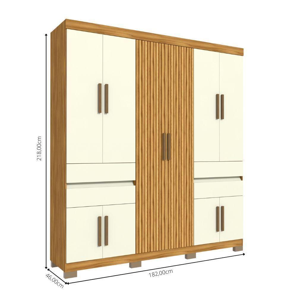 Guarda-roupa Casal 10 Portas 4 Gavetas Freijo/off White Nevada Avelan Móveis - 4