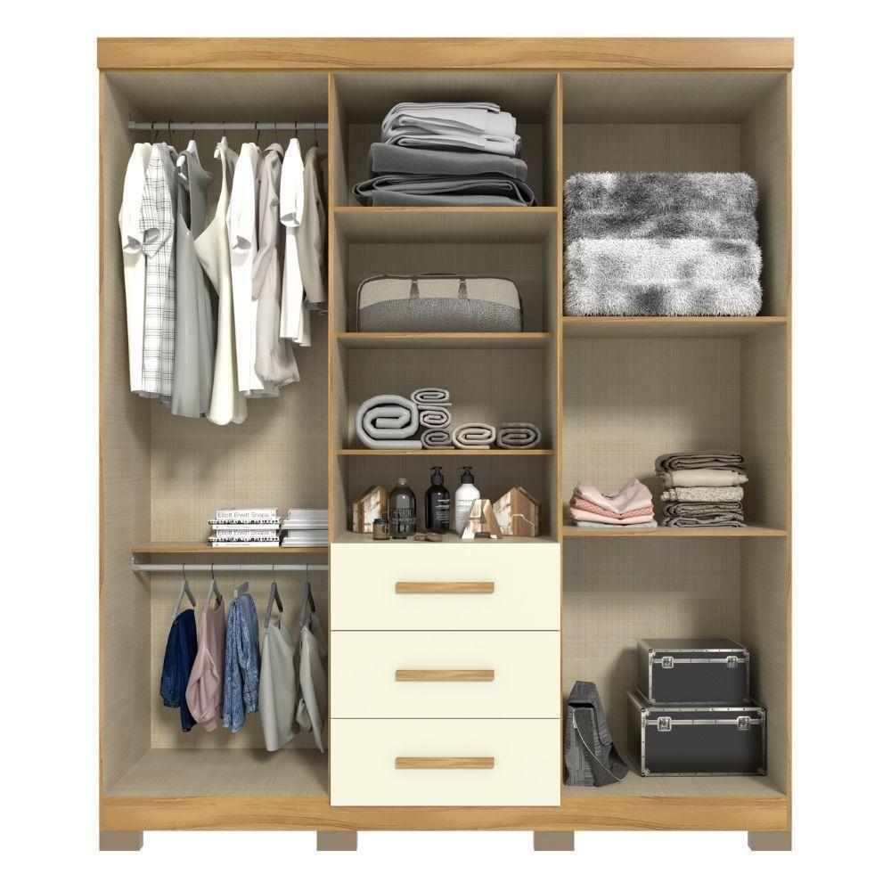 Guarda-roupa Casal 7 Portas 3 Gavetas Com Espelho Freij?-off White Catania Avelan M?veis - 3