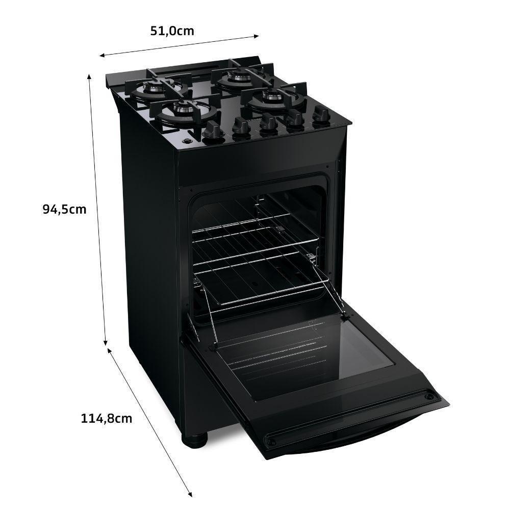 Fogão 4 Bocas Brastemp Automático Mesa De Vidro BFO4VAE Preto Bivolt - 5
