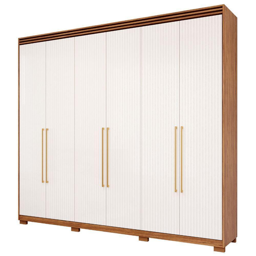 Guarda-roupa Casal 6 Portas 5 Gavetas Cinamomo-grafiato Aurora Panan Móveis - 2
