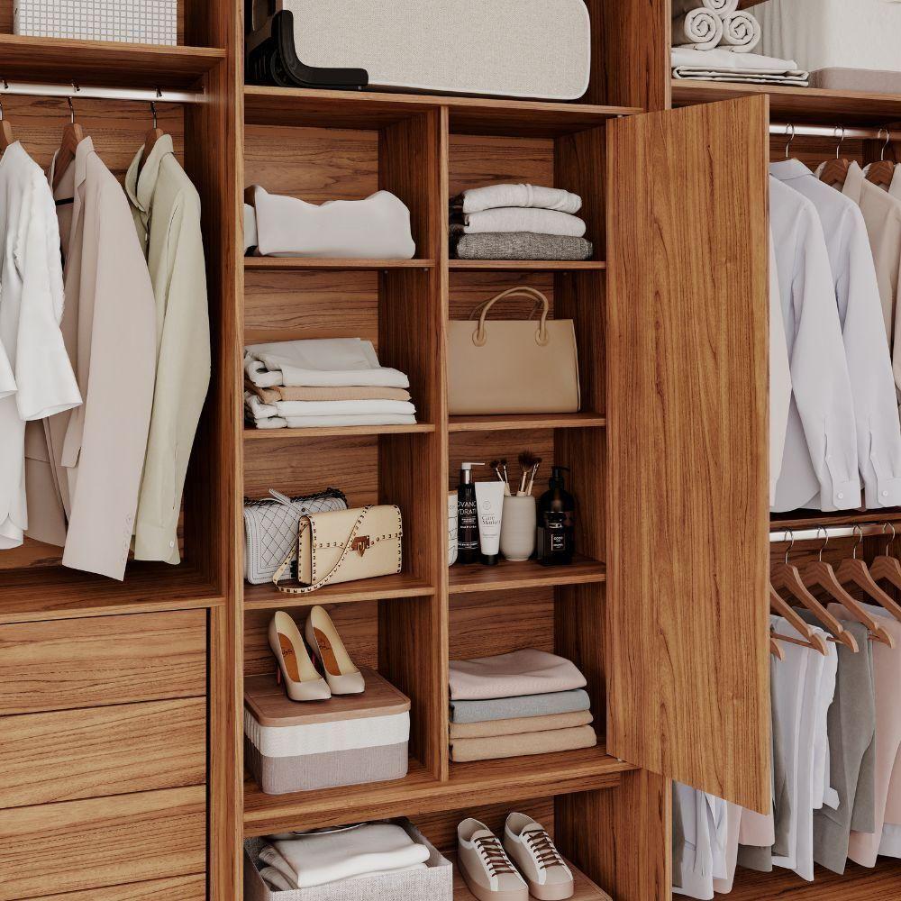 Guarda-roupa Casal 6 Portas 5 Gavetas Cinamomo-grafiato Aurora Panan Móveis - 5