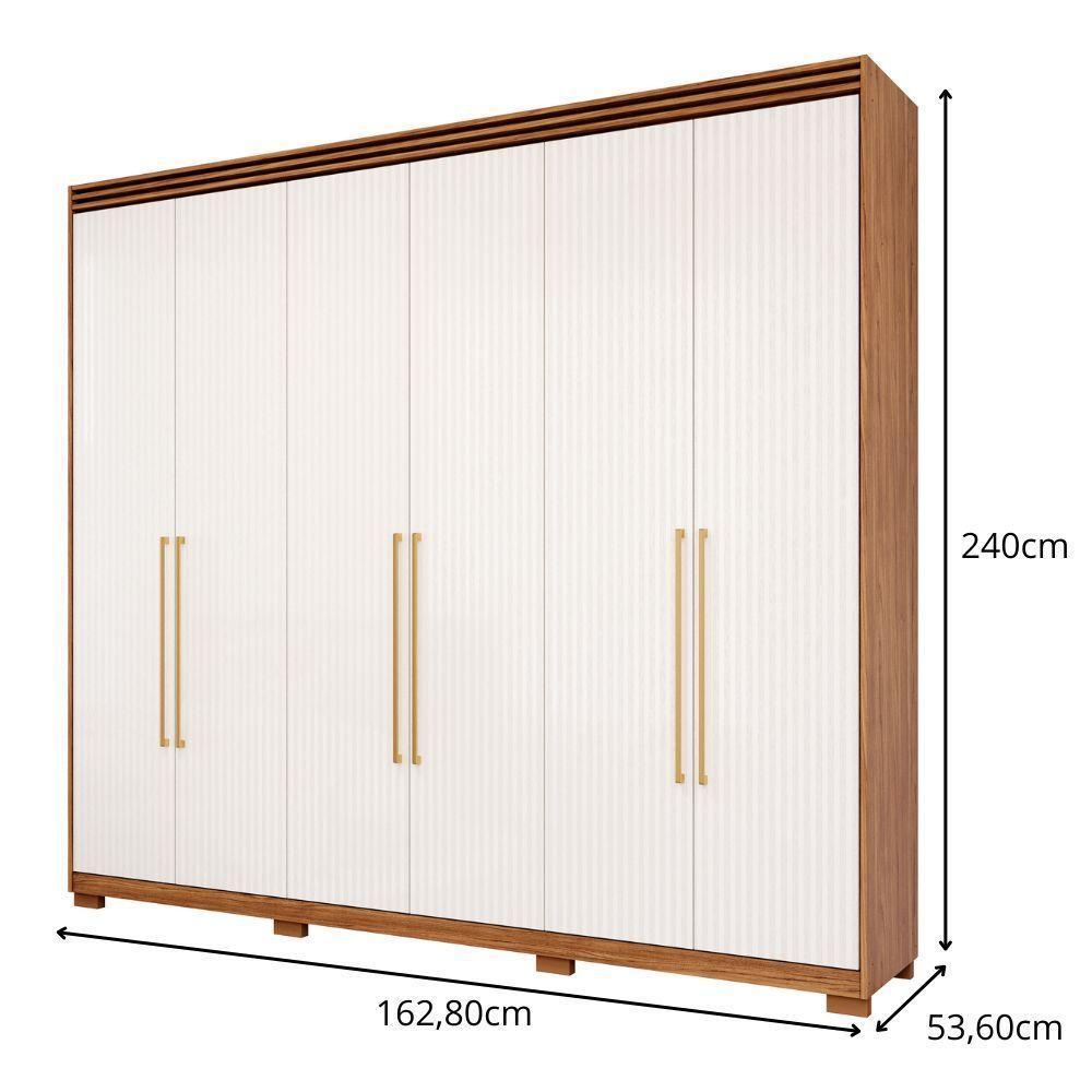 Guarda-roupa Casal 6 Portas 5 Gavetas Cinamomo-grafiato Aurora Panan Móveis - 8