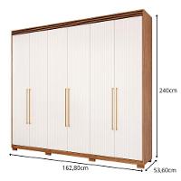 Guarda-roupa Casal 6 Portas 5 Gavetas Cinamomo-grafiato Aurora Panan Móveis - 8