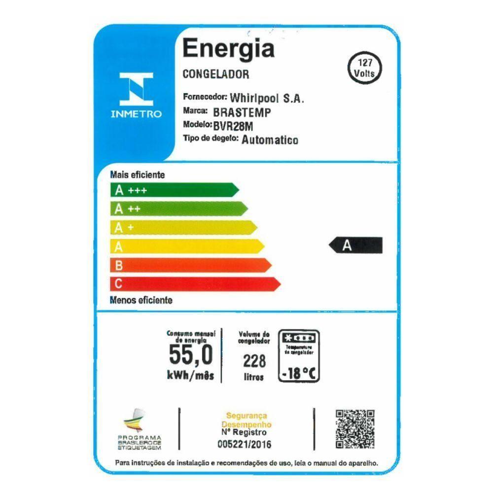 Freezer 1 Porta 228L Inox Frost Free Brastemp BVR28MK Vertical Inox 110V - 6