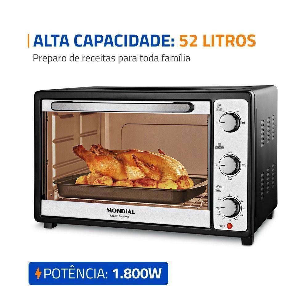 Forno Elétrico Mondial FRN-52-B Grand Family Ii 52L Preto-inox 110V - 4
