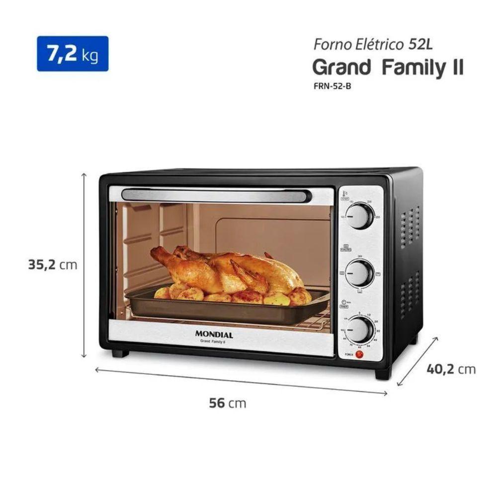 Forno Elétrico Mondial FRN-52-B Grand Family Ii 52L Preto-inox 110V - 6