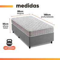 Cama Box Solteiro Espuma D33 Inducol Soft 88x188x55cm Cbp Cinza - 3