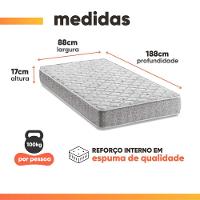 Cama Box Solteiro Espuma D33 Inducol Soft 88x188x55cm Cbp Cinza
