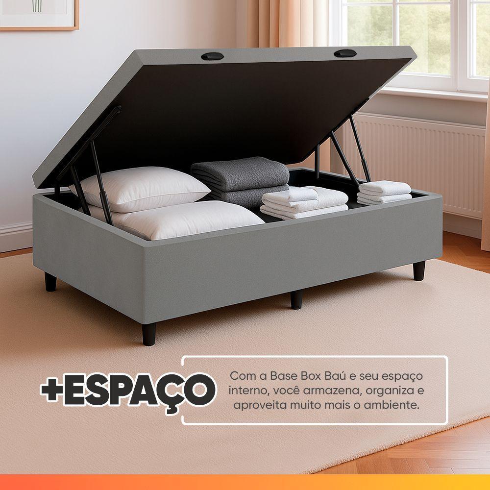 Cama Box Baú Solteiro D33 Inducol Soft 88x188x58cm Cbp Cinza - 3