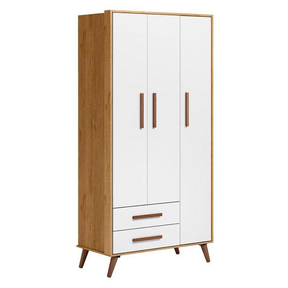 Berço Americano 3820 E Guarda Roupa 3830 Q Encanto Retrô Freijó Toq Branco Acetinado Com Colchão Tend Tudo - Qmovi - 5