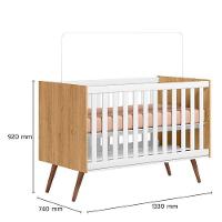 Berço Americano 3820 E Guarda Roupa 3830 Q Encanto Retrô Freijó Toq Branco Acetinado Com Colchão Tend Tudo - Qmovi