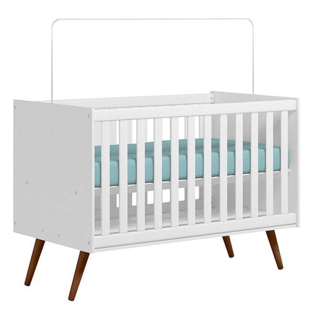 Berço Americano 3820 E Guarda Roupa 3830 Q Encanto Retrô Branco Acetinado Com Colchão Tend Tudo - Qmovi - 2