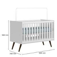 Berço Americano 3820 E Guarda Roupa 3830 Q Encanto Retrô Branco Acetinado Com Colchão Tend Tudo - Qmovi