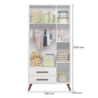 Berço Americano 3820 E Guarda Roupa 3830 Q Encanto Retrô Branco Acetinado Com Colchão Tend Tudo - Qmovi - 6