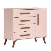 Berço Americano 3820 E Cômoda Infantil 3825 Q Encanto Retrô Rosa Com Colchão Tend Tudo - Qmovi - 2