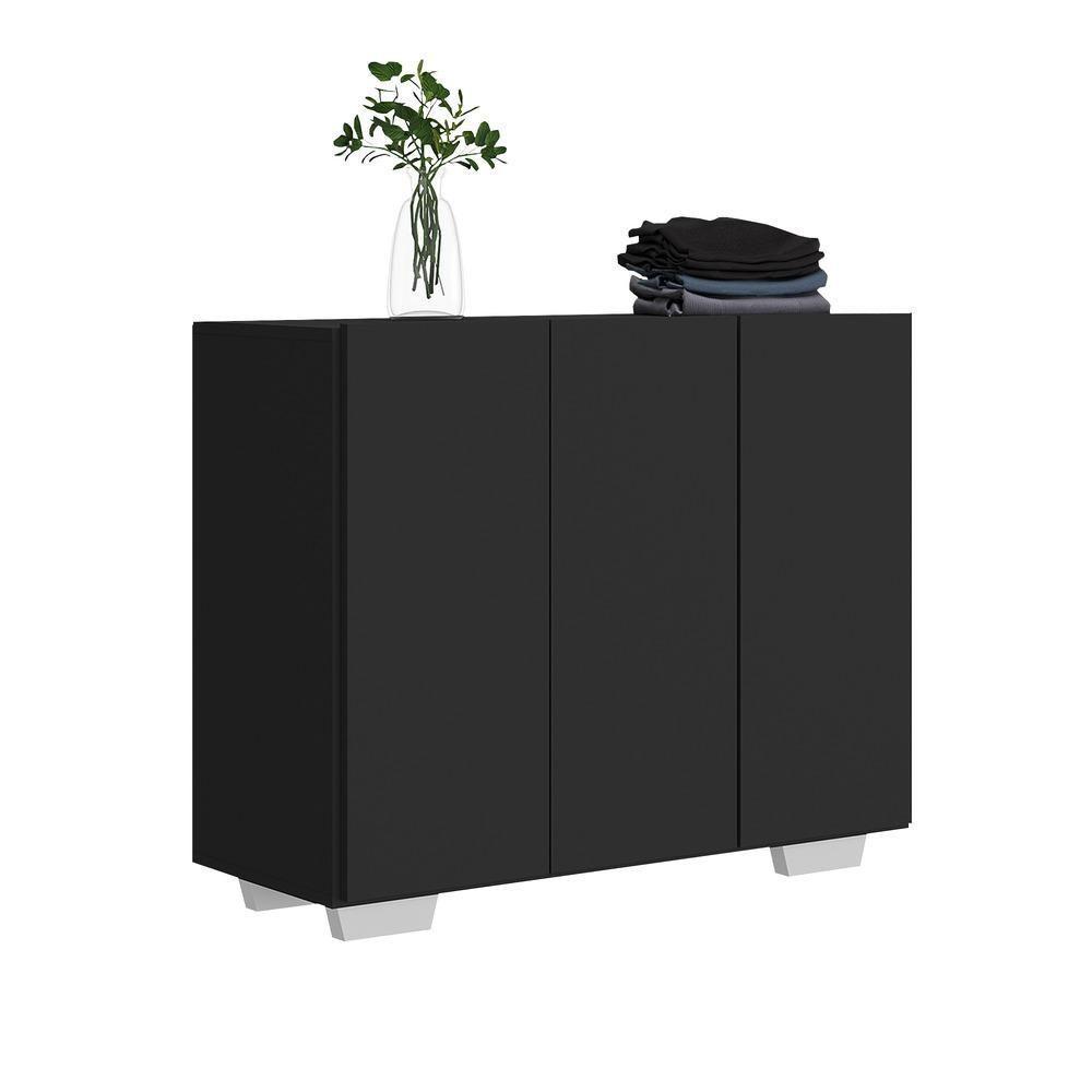 Armário Lavanderia Com 3 Portas 90 Cm Mp5034 Preto/Branco - 4