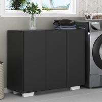 Armário Lavanderia Com 3 Portas 90 Cm Mp5034 Preto/Branco - 2