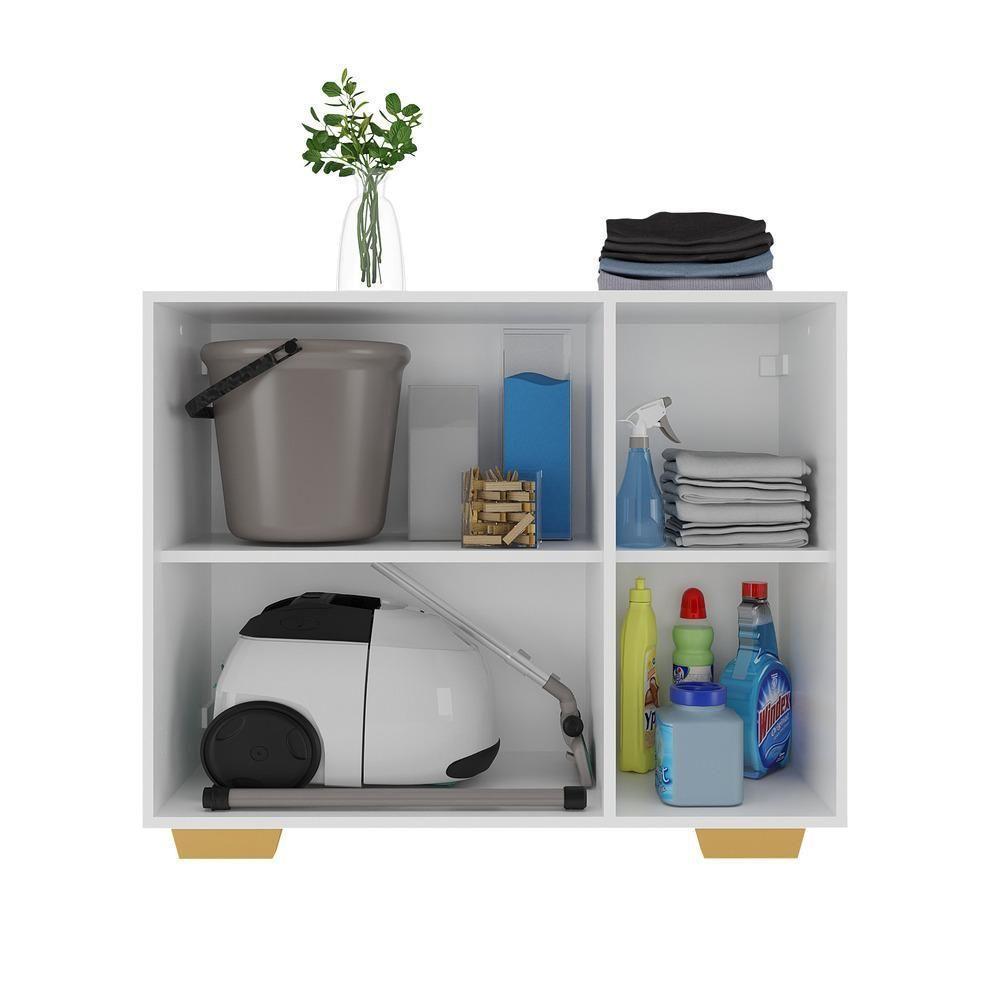 Armário Lavanderia Com 3 Portas 90 Cm Mp5034 Branco/Natural - 7