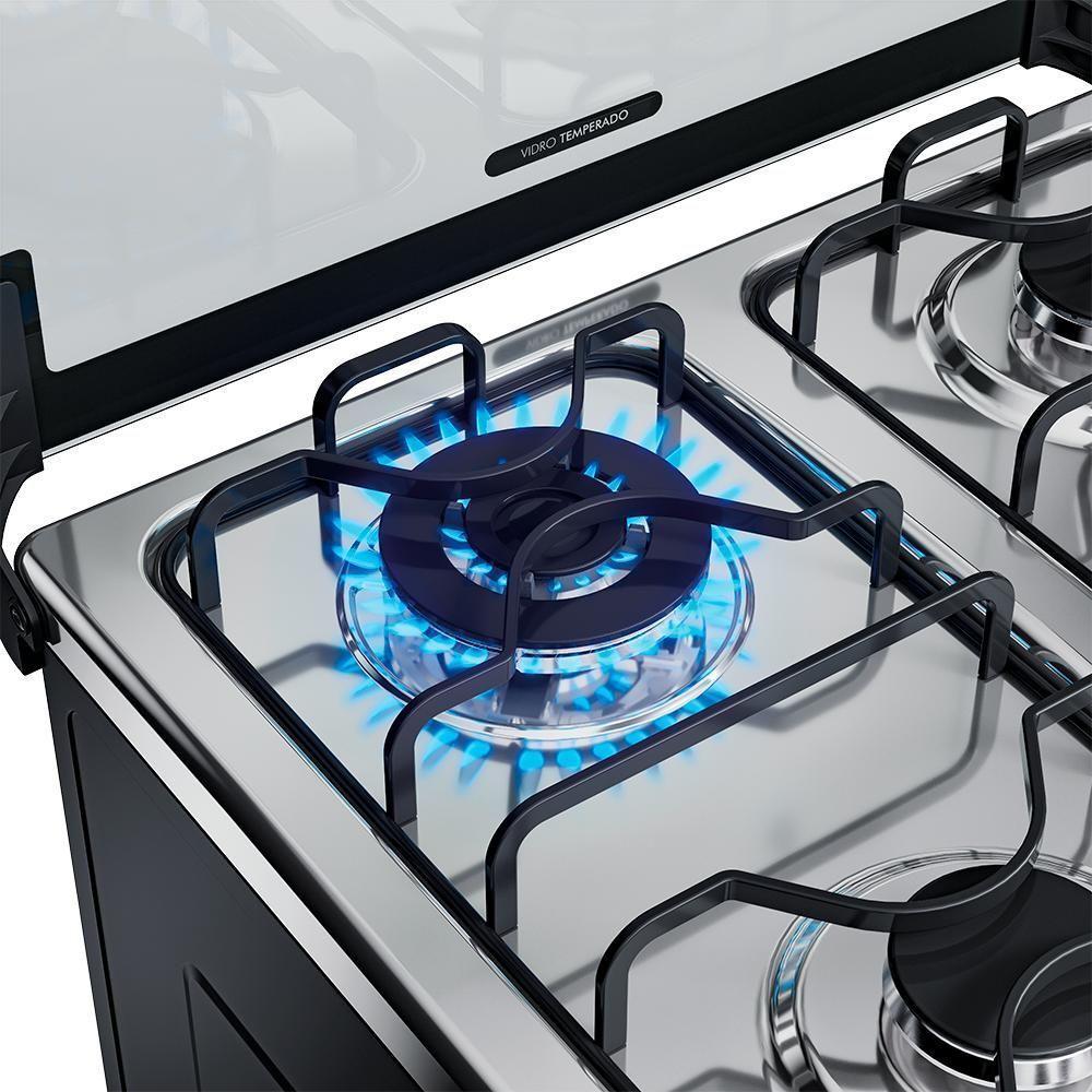 Fogão 4 Bocas Dako Magister Grill Preto Com Mesa Inox Bivolt - Preto - 5