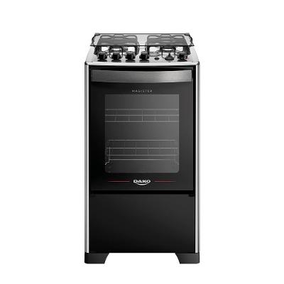 Fogão 4 Bocas Dako Magister Grill Preto Com Mesa Inox Bivolt - Preto
