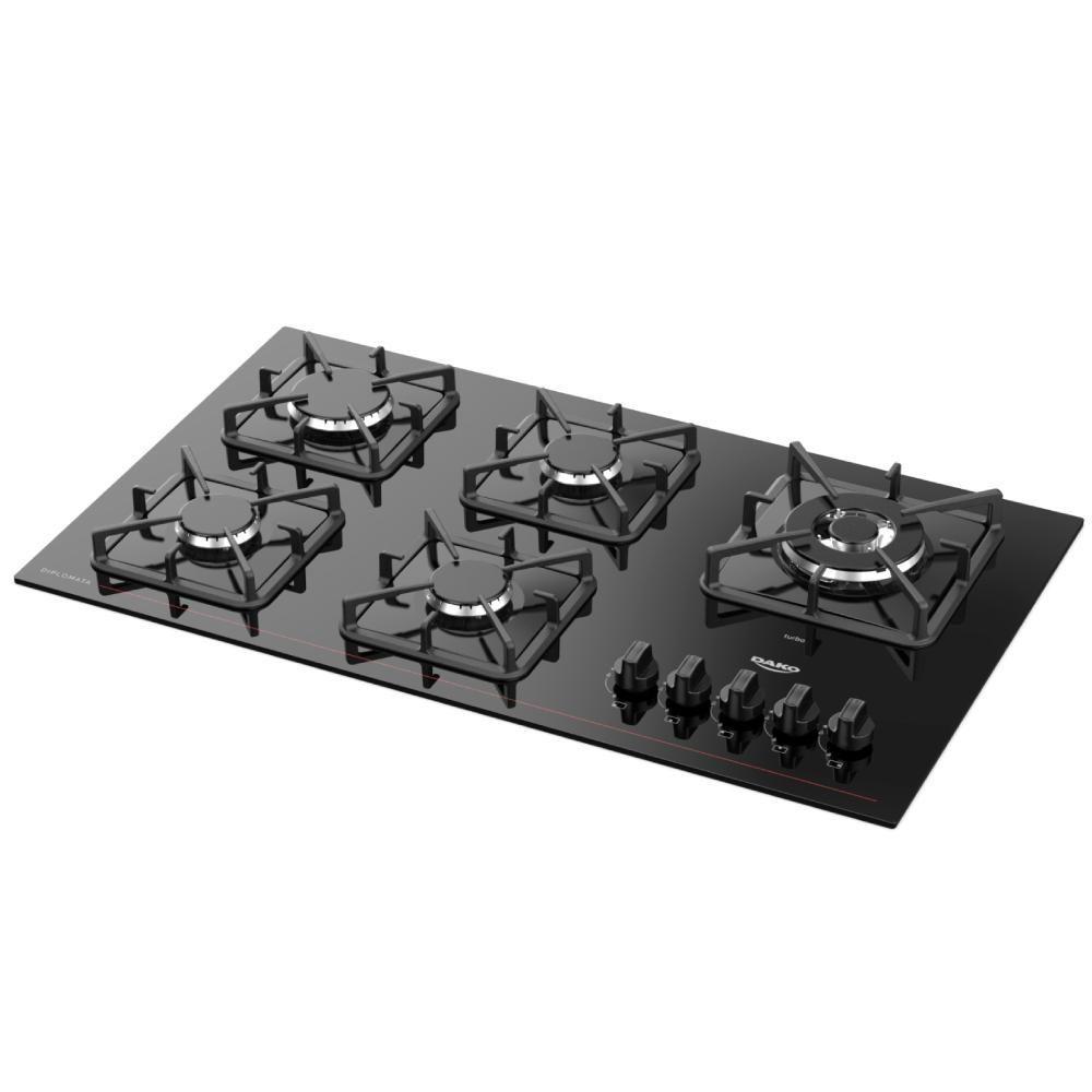Cooktop 5 Bocas Dako Diplomata Mesa De Vidro Preto Bivolt - 2