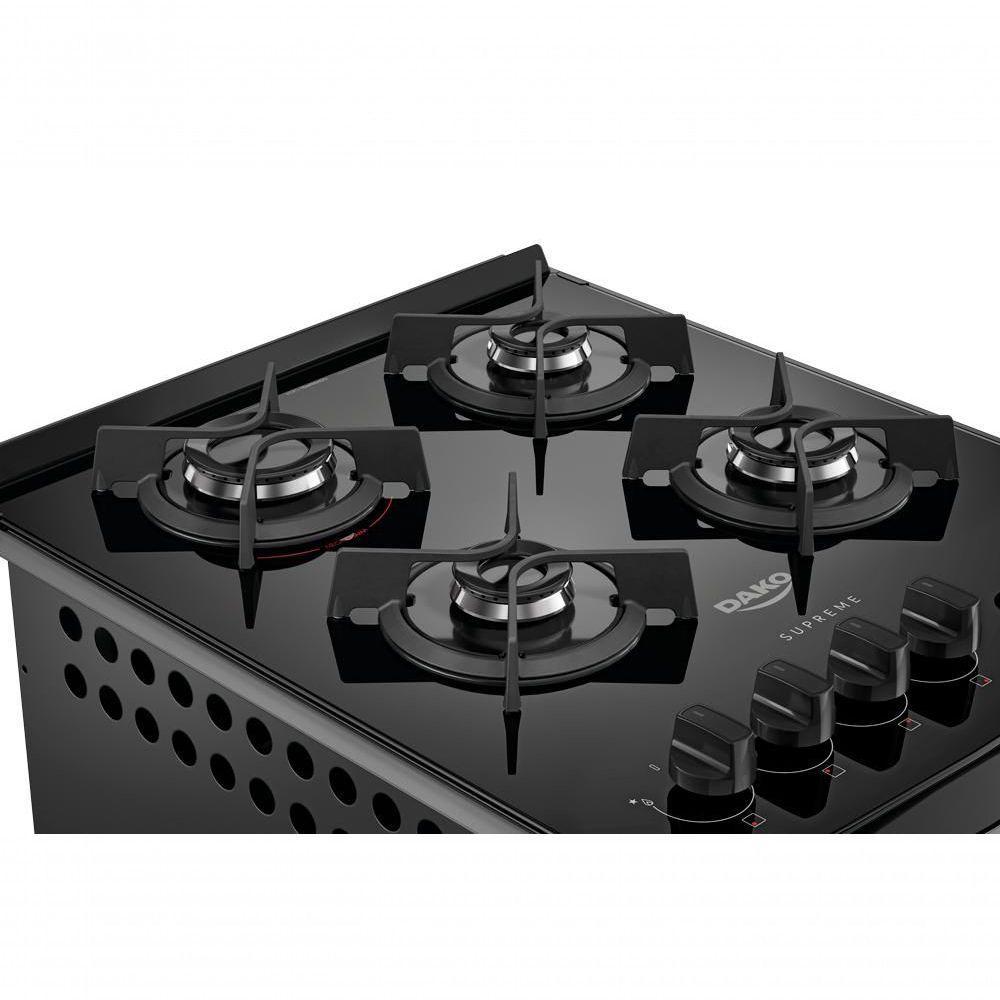 Fogão 4 Bocas De Embutir Dako Supreme Mesa De Vidro Preto Bivolt - 4