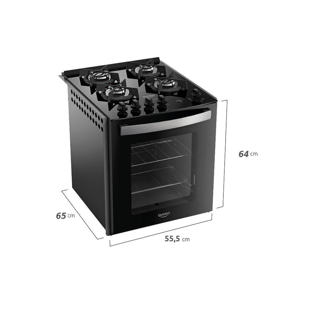 Fogão 4 Bocas De Embutir Dako Supreme Mesa De Vidro Preto Bivolt - 7