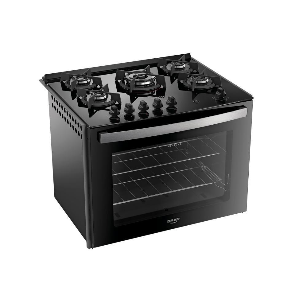 Fogão 5 Bocas Embutir Dako Supreme Mesa De Vidro Bivolt - Preto Preto - 2