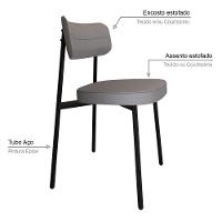 Cadeira Alloa Fixa Com 4 Pés 50 X 44,7 X 83,8 Cm Com 4 Un. Corriente Cinza Claro