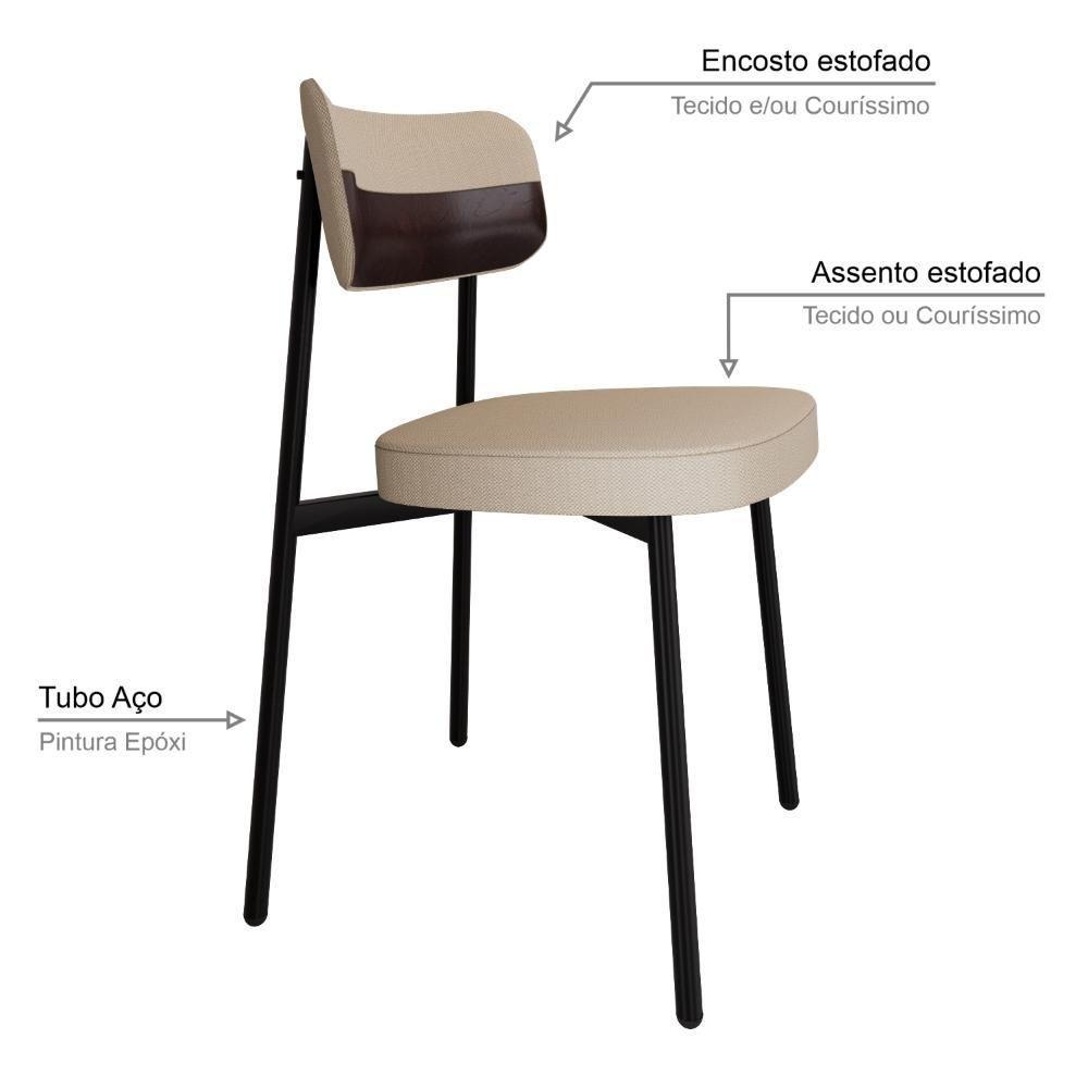 Cadeira Alloa Fixa Com 4 Pés 50 X 44,7 X 83,8 Cm Com 1 Un. Corriente Areia- Courino Café - 3