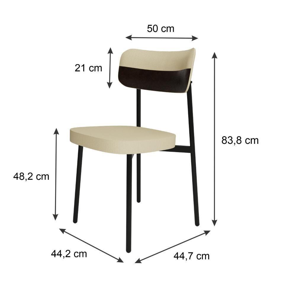 Cadeira Alloa Fixa Com 4 Pés 50 X 44,7 X 83,8 Cm Com 1 Un. Corriente Areia- Courino Café - 6