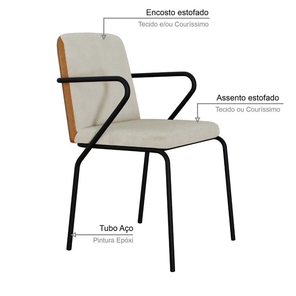 Conjunto 2 Cadeiras De Jantar C/braços Bloom Vanilla / Courino Caramelo -est.preta - 3