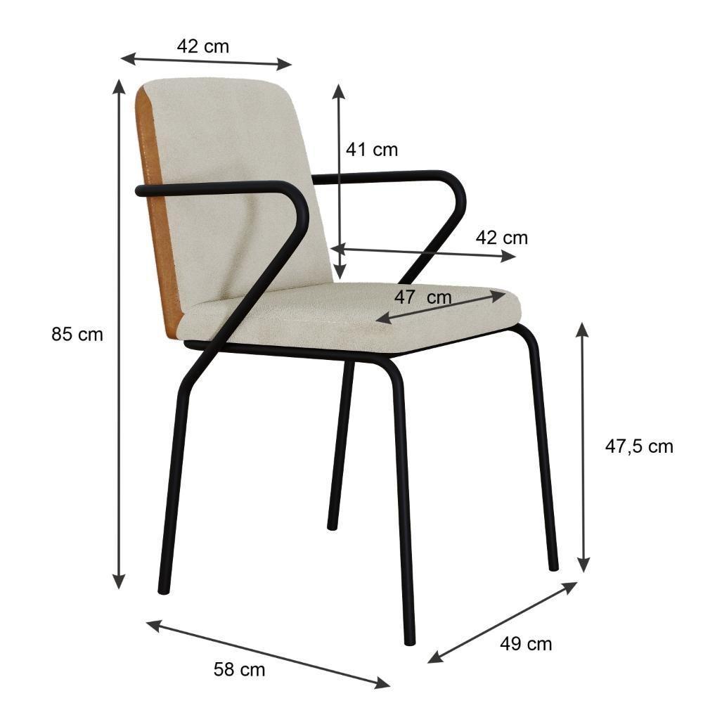 Conjunto 2 Cadeiras De Jantar C/braços Bloom Vanilla / Courino Caramelo -est.preta - 5