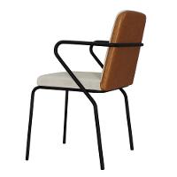 Conjunto 2 Cadeiras De Jantar C/braços Bloom Vanilla / Courino Caramelo -est.preta