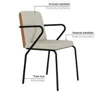 Cadeira De Jantar C/braços Bloom Vanilla / Courino Caramelo -est.preta - 3