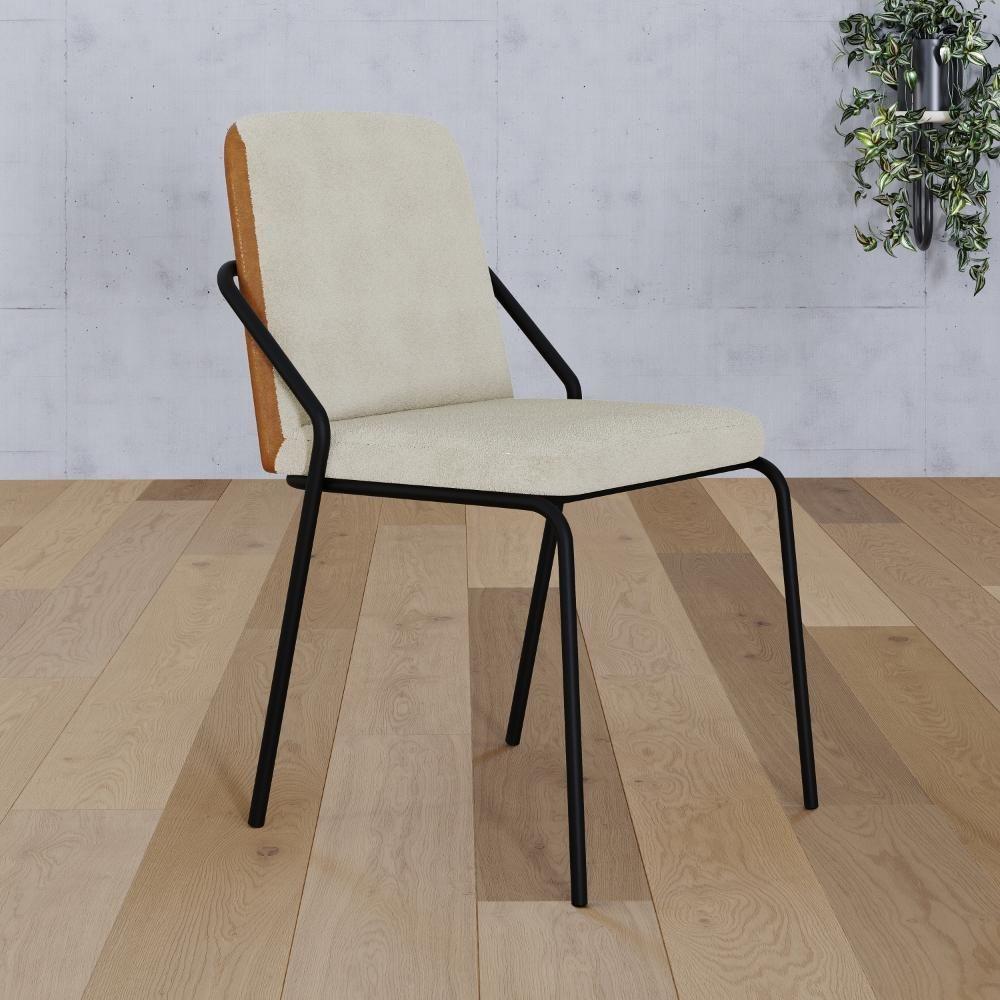 Conjunto 4 Cadeiras De Jantar Bloom Vanilla / Courino Caramelo -est.preta - 2