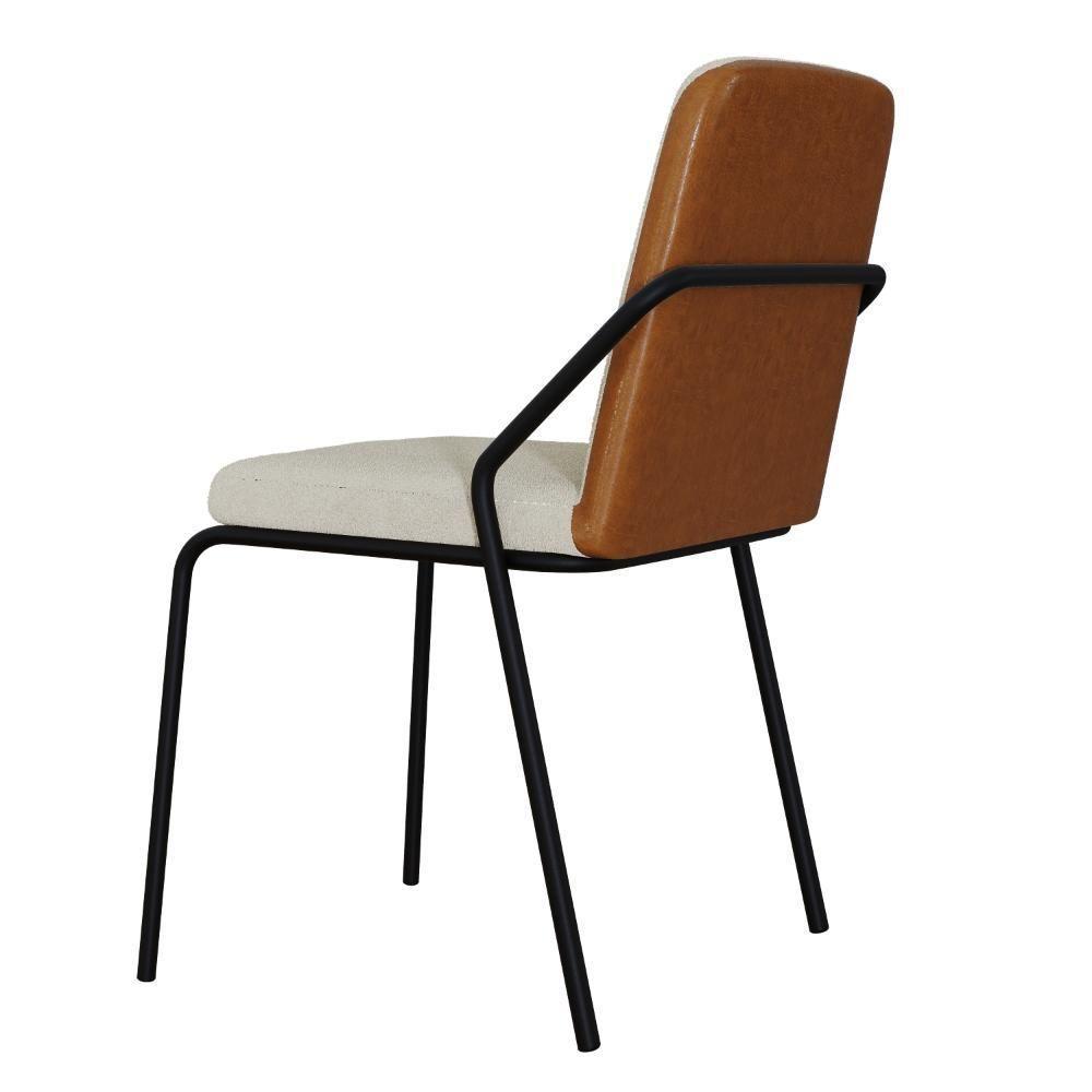 Conjunto 4 Cadeiras De Jantar Bloom Vanilla / Courino Caramelo -est.preta - 4