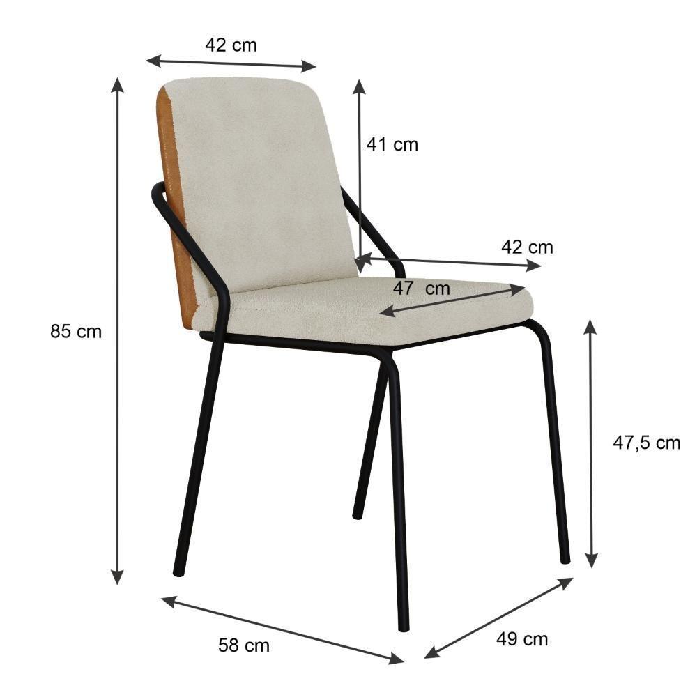 Conjunto 4 Cadeiras De Jantar Bloom Vanilla / Courino Caramelo -est.preta - 5