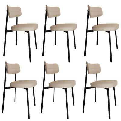 Conjunto 6 Cadeiras De Jantar Alloa Corriente Areia - Est. Preta Corriente Areia