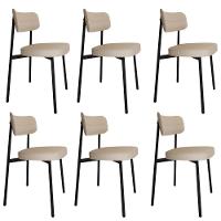 Conjunto 6 Cadeiras De Jantar Alloa Corriente Areia - Est. Preta Corriente Areia - 1