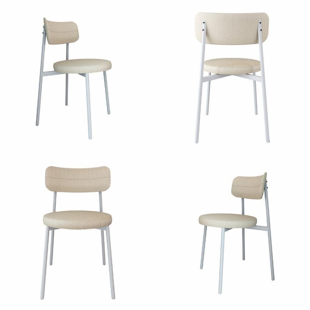 Conjunto 4 Cadeiras De Jantar Kyta Corriente Cinza Claro/courino Preto -est.branca - 1