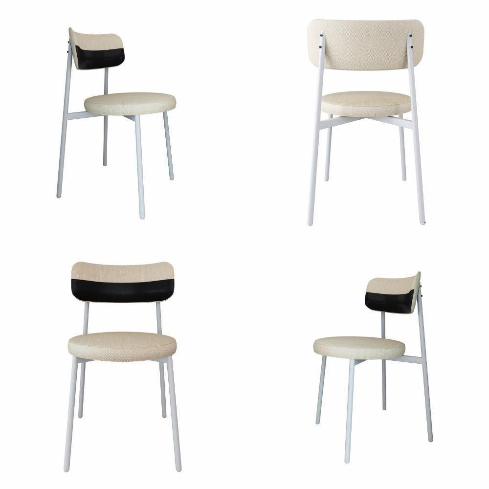 Conjunto 4 Cadeiras De Jantar Kyta Corriente Cinza Claro/courino Preto -est.branca - 6