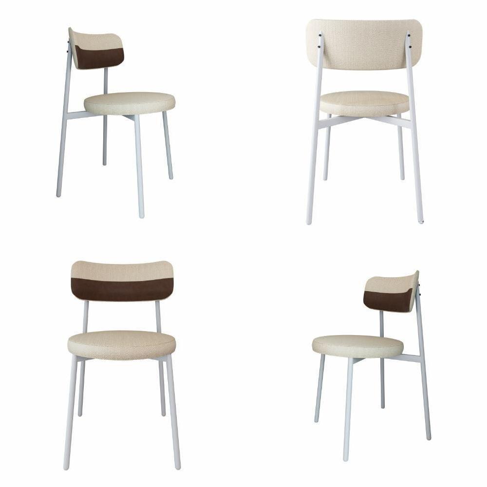 Conjunto 4 Cadeiras De Jantar Kyta Corriente Cinza Claro/courino Preto -est.branca - 7