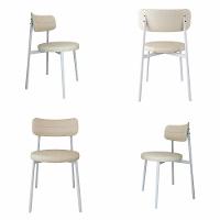 Conjunto 4 Cadeiras De Jantar Kyta Corriente Cinza Claro/courino Preto -est.branca - 1